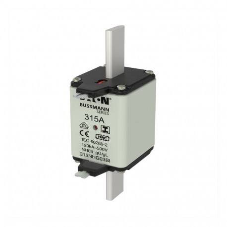 EATON - MOELLER NH FUSE 315A 500V GL/GG SIZE 03 NH FUSE 315A 500V GL/GG SIZE 03 315NHG03BI EATON ELECTRIC Fuse-link, LV, 315 A, AC 500 V, NH03, gL/gG, IEC, ..
