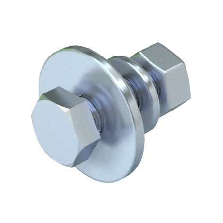 Obo-bettermann SKS 12x40 G F OBO BETTERMANN Hexagonal screw nut + washers + lock washer, M12x40, Hot-dip galvanised..