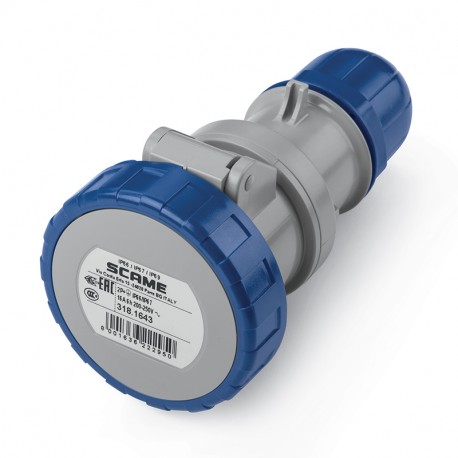 Scame 318.1643 CONNECTOR 2P+E IP66/IP67 16A 6h 200-250V