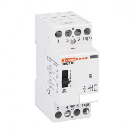Lovato-electric CNM3210024 LOVATO MODULAR CONTACTOR WITH MANUAL CONTROL, THREE-POLE OR FOUR-POLE, 32A AC1, 24VAC/DC (4NO)