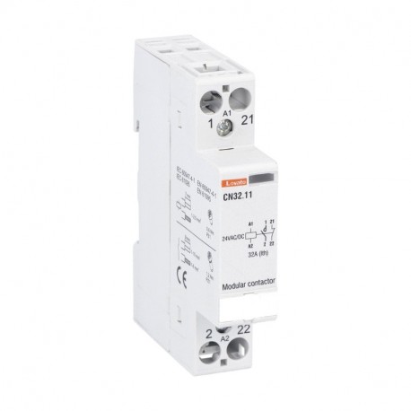 Lovato-electric CN3211024 LOVATO MODULAR CONTACTOR, ONE OR TWO-POLE, 32A AC1, 24VAC/DC (1NO+1NC)