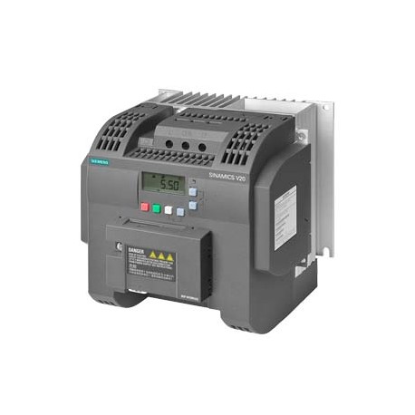 Siemens 6SL3216-5BE17-5CV0 SINAMICS V20 flat heat sink 380-480 V 3 AC -15/+10% 47-63Hz rated power 0.75 kW w..