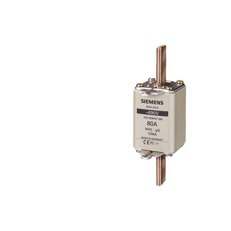 SIEMENS 3NA3224-6 3NA3224-6 SIEMENS LV HRC fuse element, NH2, In: 80 A, gG, Un AC: 690 V, Un DC: 440 V, Front indicator, live ..