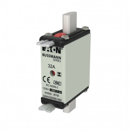EATON - MOELLER 32NHG000BI-690 32NHG000BI-690 EATON ELECTRIC Fuse-link, high speed, 125 A, AC 690 V, size 000, 24 x 36 x 96 mm, aR, IEC