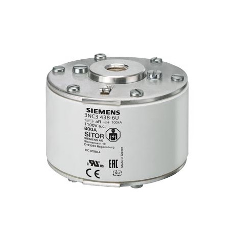 SIEMENS 3NC3337-6U 3NC3337-6U SIEMENS SITOR fuse link, with female thread on both sides, NH3, In: 710 A, aR, Un AC: 1000 V, Un ..