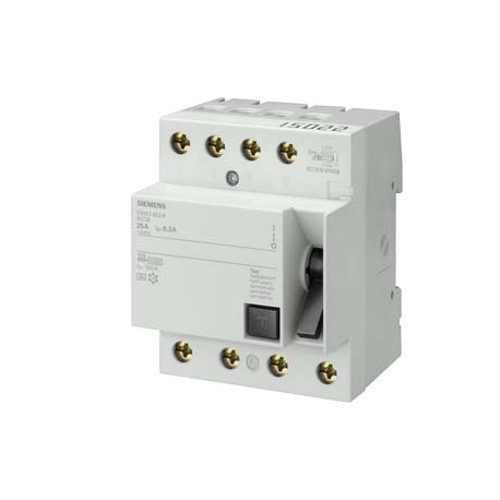 Siemens 5SM3448-6 Residual current operated circuit breaker, 4-pole, type A, In: 100 A, 100 mA, Un AC: 400 V