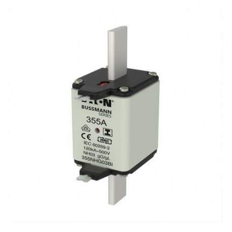 EATON - MOELLER NH FUSE 355A 500V GL/GG SIZE 03 NH FUSE 355A 500V GL/GG SIZE 03 355NHG03BI EATON ELECTRIC Fuse-link, LV, 355 A, AC 500 V, NH03, gL/gG, IEC, ..