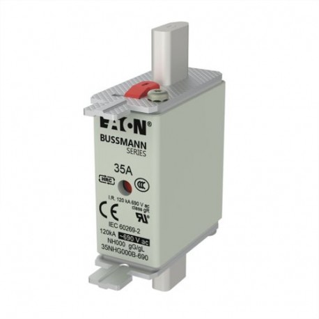 EATON - MOELLER NH FUSE 35A 690V SIZE 000 GG MGL NH FUSE 35A 690V SIZE 000 GG MGL 35NHG000B-690 EATON ELECTRIC Fuse-link, LV, 100 A, AC 690V, NH1, gL/gG, IEC..