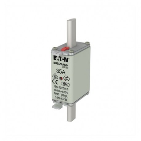 EATON - MOELLER NH FUSE 35A 500V GG/GL SIZE 0 NH FUSE 35A 500V GG/GL SIZE 0 35NHG0B EATON ELECTRIC Fuse-link, LV, 35 A, AC 500 V, NH0, gL/gG, IEC, dual in..