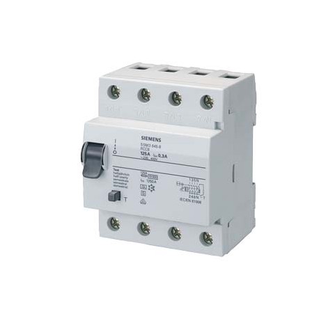 Siemens 5SM3645-8 Residual current operated circuit breaker, 4-pole, type A, selective, In: 125 A, 300 mA, U..