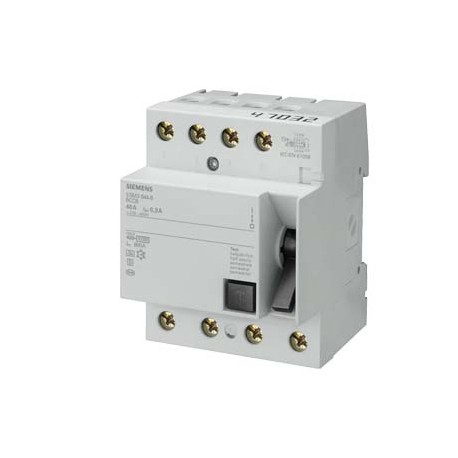 Siemens 5SM3748-6 Residual current operated circuit breaker, 4-pole, type A, In: 100 A, 500 mA, Un AC: 400 V