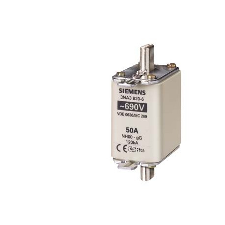 SIEMENS 3NA3817-6 3NA3817-6 SIEMENS LV HRC fuse element, NH00, In: 40 A, gG, Un AC: 690 V, Un DC: 250 V, Front indicator, live..