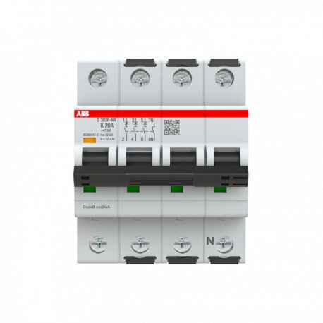 ABB 2CDS383103R0337 2CDS383103R0337 ABB Int.aut. S303P-K4NA 3p+N 4A K 25kA