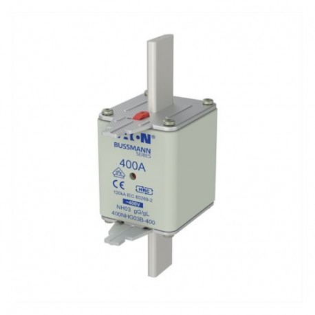 EATON - MOELLER NH FUSE 400A 400V GG/GL SIZE 03 NH FUSE 400A 400V GG/GL SIZE 03 400NHG03B-400 EATON ELECTRIC Fuse-link, LV, 250 A, AC 400 V, NH03, gL/gG, IE..