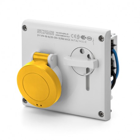 Scame 400.1670 INTERLOCKED SOCKET 2P+E IP44 16A 4h