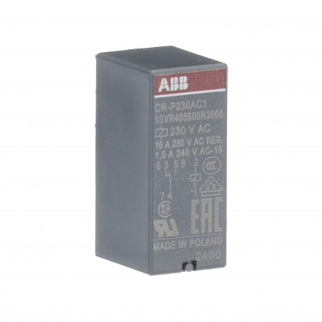 Abb 1SVR405600R0000 CR-P024AC1 Pluggable interface relay 1c/o, A1-A2 24VAC, 250V/16A