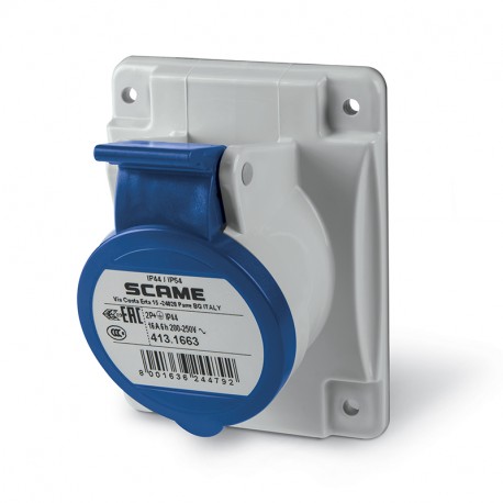 SCAME 413.1663 413.1663 SCAME FLUSH-MOUNTING SOCKET 2P+E IP44 16A 6h