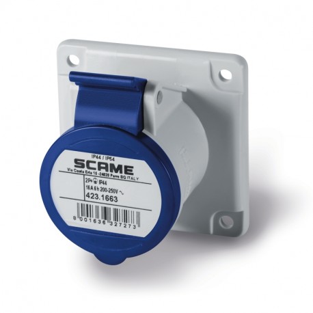 SCAME 423.1663 423.1663 SCAME FLUSH MOUNTING SOCKET IP44 2P+E 16A 6h