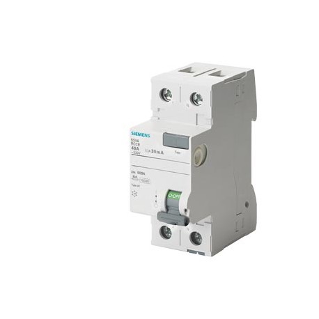 Siemens 5SV4416-0 Residual current operated circuit breaker, 2-pole, Type AC, In: 63 A, 100 mA, Un AC: 230 V