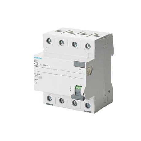 Siemens 5SV4646-0 Residual current operated circuit breaker, 4-pole, Type AC, In: 63 A, 300 mA, Un AC: 400 V