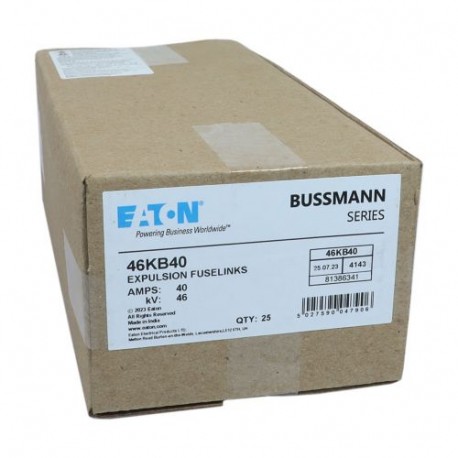 EATON - MOELLER 46KV 40AMP EXPULSION LINK 46KV 40AMP EXPULSION LINK 46KB40 EATON ELECTRIC Expulsion fuse-link, medium voltage, 80 A, AC 15 kV, 533 mm,..