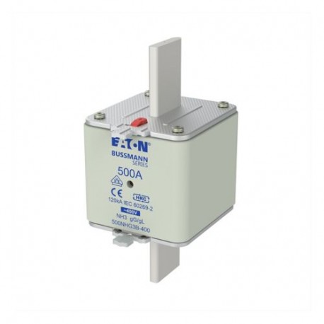 EATON - MOELLER NH FUSE 500A 400V GG/GL SIZE 3 NH FUSE 500A 400V GG/GL SIZE 3 500NHG3B-400 EATON ELECTRIC Fuse-link, DII, 6A, 500 V, DZ
