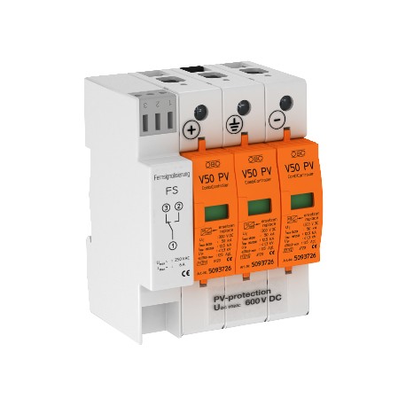 Obo-bettermann V50-B+C 3PHFS600 OBO BETTERMANN CombiController V50 three-pole for PV systems + FS, 600V DC,