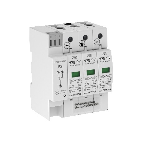 Obo-bettermann V20-C 3PHFS-1000 OBO BETTERMANN SurgeController V20 three-pole for photovoltaics, 1000V DC,