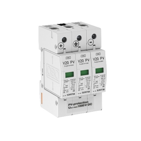 Obo-bettermann V20-C 3-PH-1000 OBO BETTERMANN SurgeController V20 three-pole for photovoltaics, 1000V,