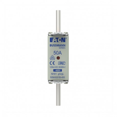 EATON - MOELLER NH FUSE 50A 400V GG/GL SIZE 01 NH FUSE 50A 400V GG/GL SIZE 01 50NHG01B-400 EATON ELECTRIC Fuse-link with blink application, D01, 1A, 400 V,..