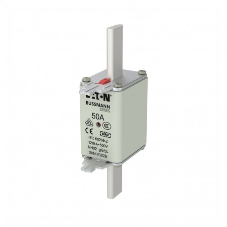 EATON - MOELLER NH FUSE 50A 500V GG/GL SIZE 02 NH FUSE 50A 500V GG/GL SIZE 02 50NHG02B EATON ELECTRIC Fuse-link, LV, 50 A, AC 500 V, NH02, gL/gG, IEC, dual..
