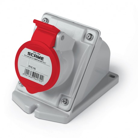 Scame 512.1656 SURF. M.SOCKET ANGLED BOX 3P+E 16A IP44