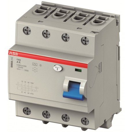 Abb 2CCF544310E0630 F404A-K63/0,03 Residual current operated circuit breaker 4 Poles 63A ~230/400V
