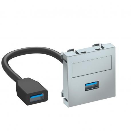 OBO BETTERMANN MTG-U3A F AL1 MTG-U3A F AL1 6104928 OBO BETTERMANN Multimedia support,USB 3.0 A-A with cable, socket-socket, 45x45mm, Alum..