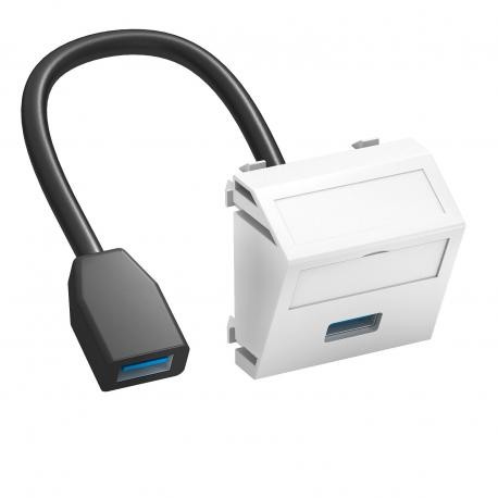 Obo-bettermann MTS-U3A F RW1 OBO BETTERMANN Multimedia support,USB 3.0 A-A with cable, socket-socket, 45x45mm, Pure..