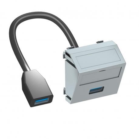 Obo-bettermann MTS-U3A F AL1 OBO BETTERMANN Multimedia support,USB 3.0 A-A with cable, socket-socket, 45x45mm, Alum..