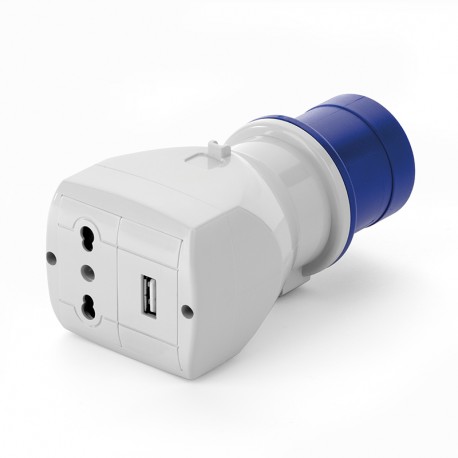 Scame 610.370U SINGLE ADAPTER 16A IP20 250V + USB