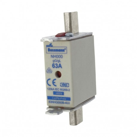 EATON - MOELLER NH FUSE 63A 400V GG/GL SIZE 000 NH FUSE 63A 400V GG/GL SIZE 000 63NHG000B-400 BUSSMANN 63A 400V GG 000 63NHG000B-400 EATON ELECTRIC Fuse-lin..