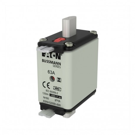 EATON - MOELLER NH FUSE 63A 690V gG SIZE 00 NH FUSE 63A 690V gG SIZE 00 63NHG00BI-690 EATON ELECTRIC Fuse-link, LV, 63 A, AC 690 V, NH00, gL/gG, IEC, du..
