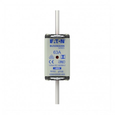 EATON - MOELLER NH FUSE 63A 400V GG/GL SIZE 02 NH FUSE 63A 400V GG/GL SIZE 02 63NHG02BI-400 EATON ELECTRIC Fuse-link, LV, 100 A, AC 400 V, NH02, gL/gG, IEC..