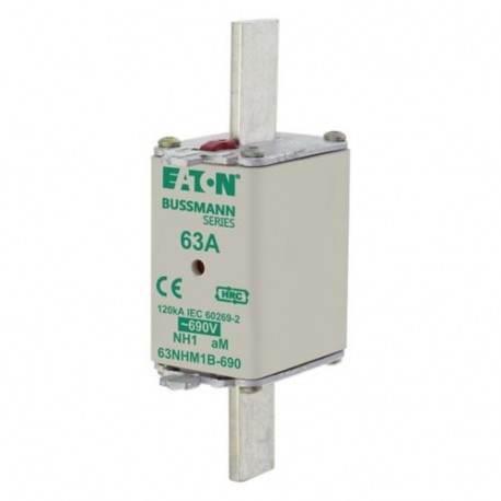 Eaton-moeller NH FUSE 63AMP 690V aM SIZE1 63NHM1B-690 EATON ELECTRIC Fuse-link, low voltage, 100 A, AC 690 V, NH00, aM, IE..