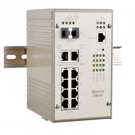 Omron WES PMI-110-F2G WESPMI110F2G OMRON Managed PoE Gigabit Switch, 8 x RJ-45, 10/100 Mbit/s (8 with PoE c..