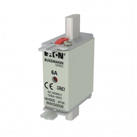 EATON - MOELLER NH FUSE 6A 500V SIZE 000 GG MGL NH FUSE 6A 500V SIZE 000 GG MGL 6NHG000B EATON ELECTRIC Fuse-link, DII, 6A, 500 V, DZ