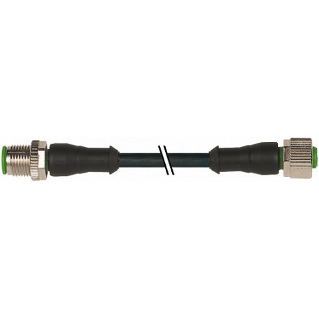 Murrelektronik 7000-40021-6340100 M12 male 0° / M12 female 0° PUR 4X0.34 black UL/CSA, drag chain 1m
