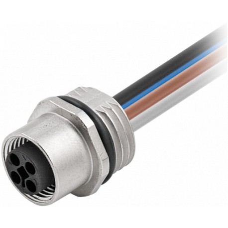 Murrelektronik 7000-P7291-9410100 M12 Power T-coded female receptacle front mount PVC 4x1.5 1m