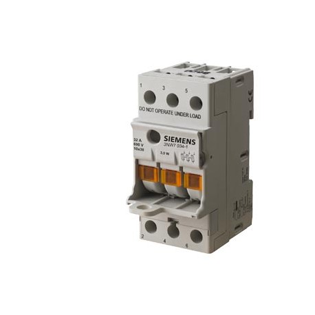 Siemens 3NW7034-1 SENTRON, cylindrical fuse holder, 10x38 mm, 3-pole, In: 32 A, Un AC: 690 V, LED signal det..