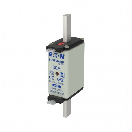 EATON - MOELLER NH FUSE 80A 400V GG SIZE 01 NH FUSE 80A 400V GG SIZE 01 80NHG01BI-400 EATON ELECTRIC cartridge fuse, BT 80 A, AC 400 V, NH01, gL/gG, IEC..