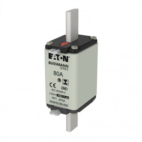 EATON - MOELLER NH FUSE 80A 690V  gG SIZE 1 NH FUSE 80A 690V gG SIZE 1 80NHG1BI-690 EATON ELECTRIC Fuse-link, LV, 80 A, AC 690 V, NH1, gL/gG, IEC, dual ..