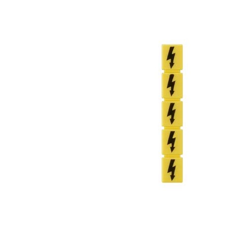 Siemens 8WH9064-5BA06 inscription label, with lightning symbol, vertical, terminal width: 8.2 mm, yellow