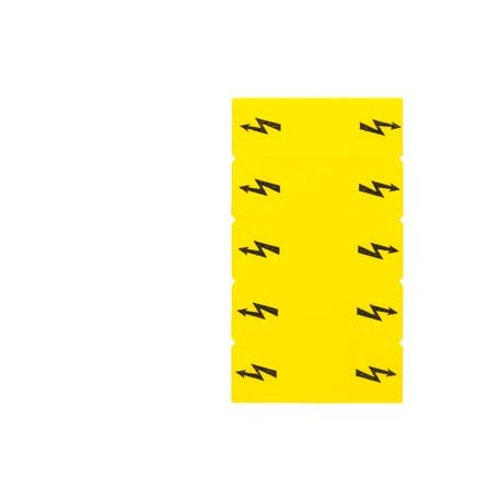 Siemens 8WH9066-5AA06 inscription label, with lightning symbol, vertical, terminal width: 16.2 mm, yellow